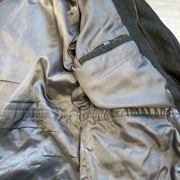 Eddie Bauer Mens Barn Coat Heavy Gray Wool Herringbone Chore Jacket Size Large - Picture 9 of 10